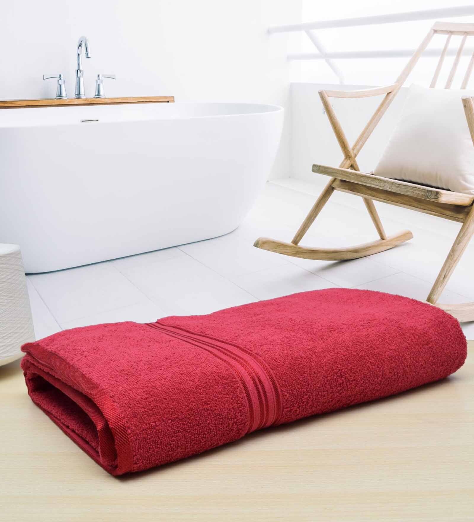 Fuchsia Red Solid 500 GSM Cotton Bath Towel