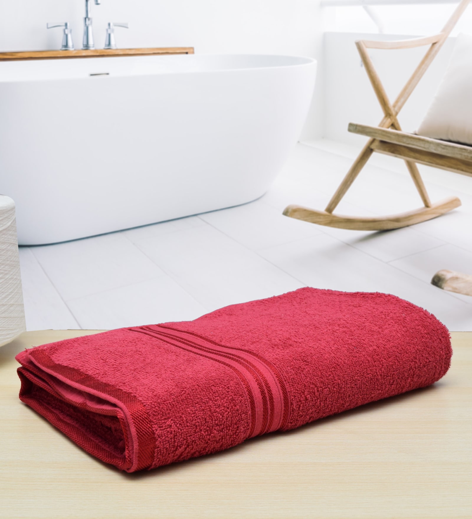 Fuchsia Red Solid 500 GSM Cotton Bath Towel
