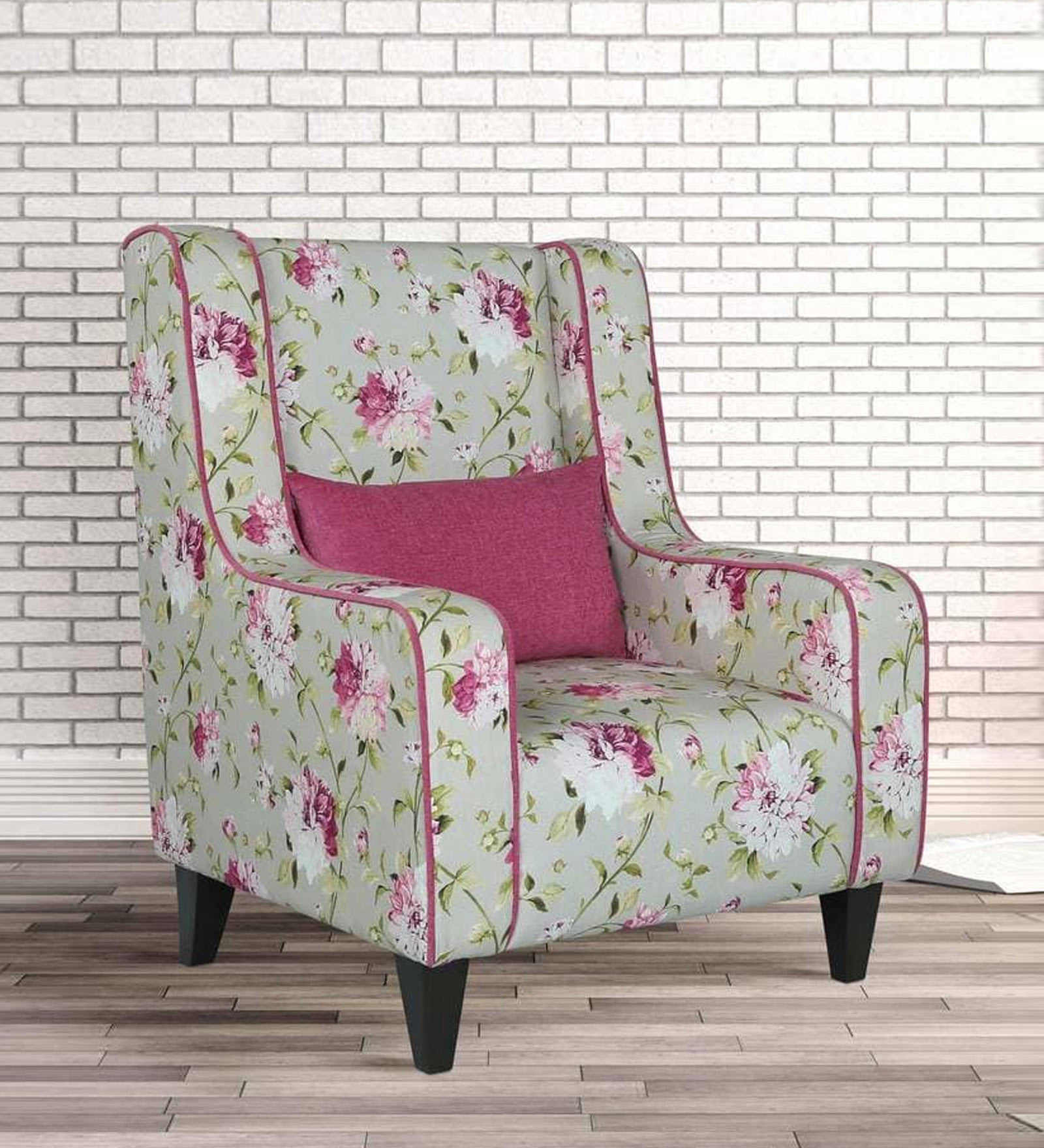 Fumingo Wing Chair with Cushion in Floral Design Fumingo Wing Chair with Cushion in Floral Design