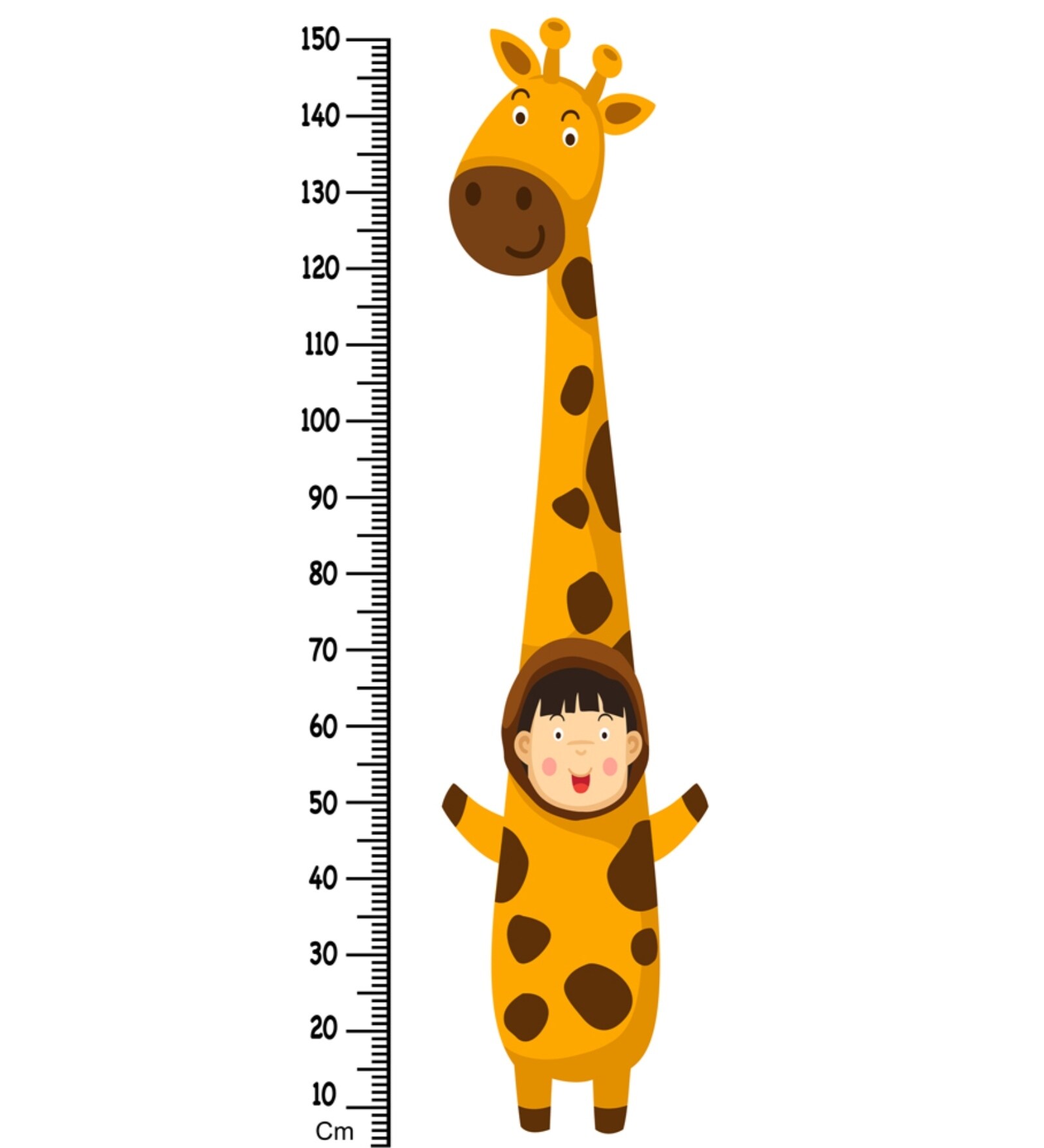 Funny Giraffe in Multicolour Height Chart