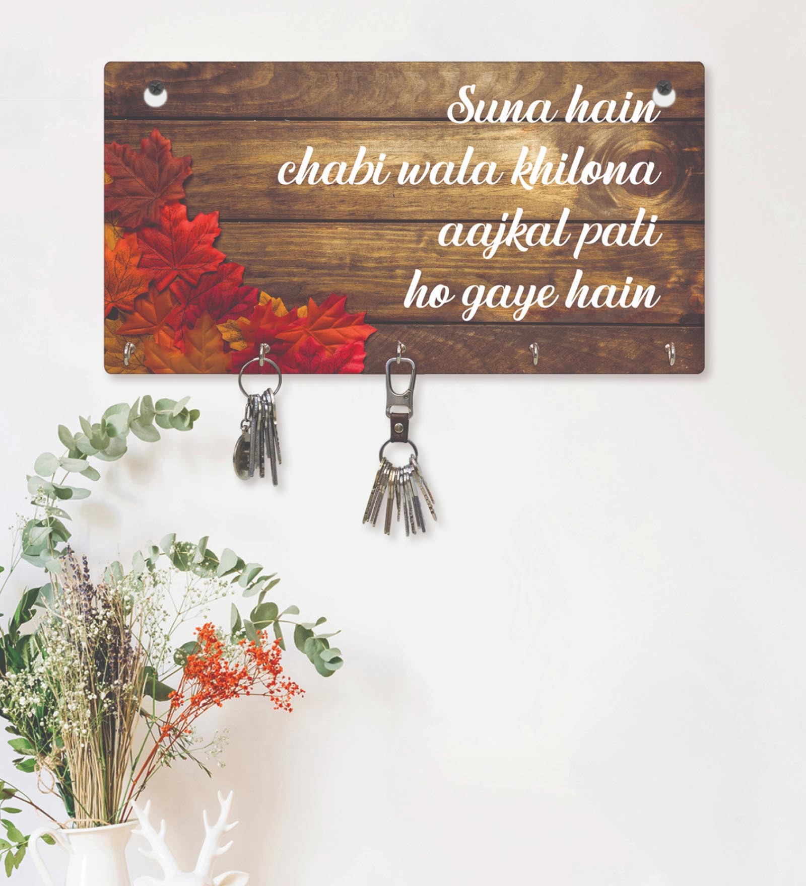 Funny Quotes Multicolour Finish Mdf Wall Hanging With 5 Hooks Key Holder