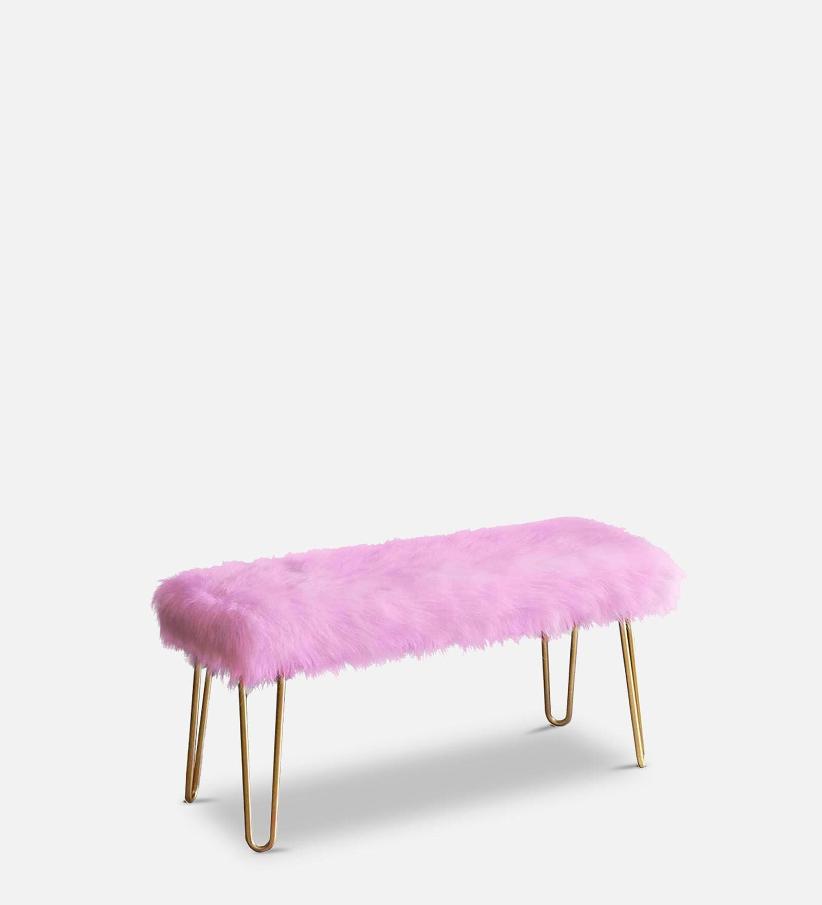 Fur Bench In Pink & Gold Colour