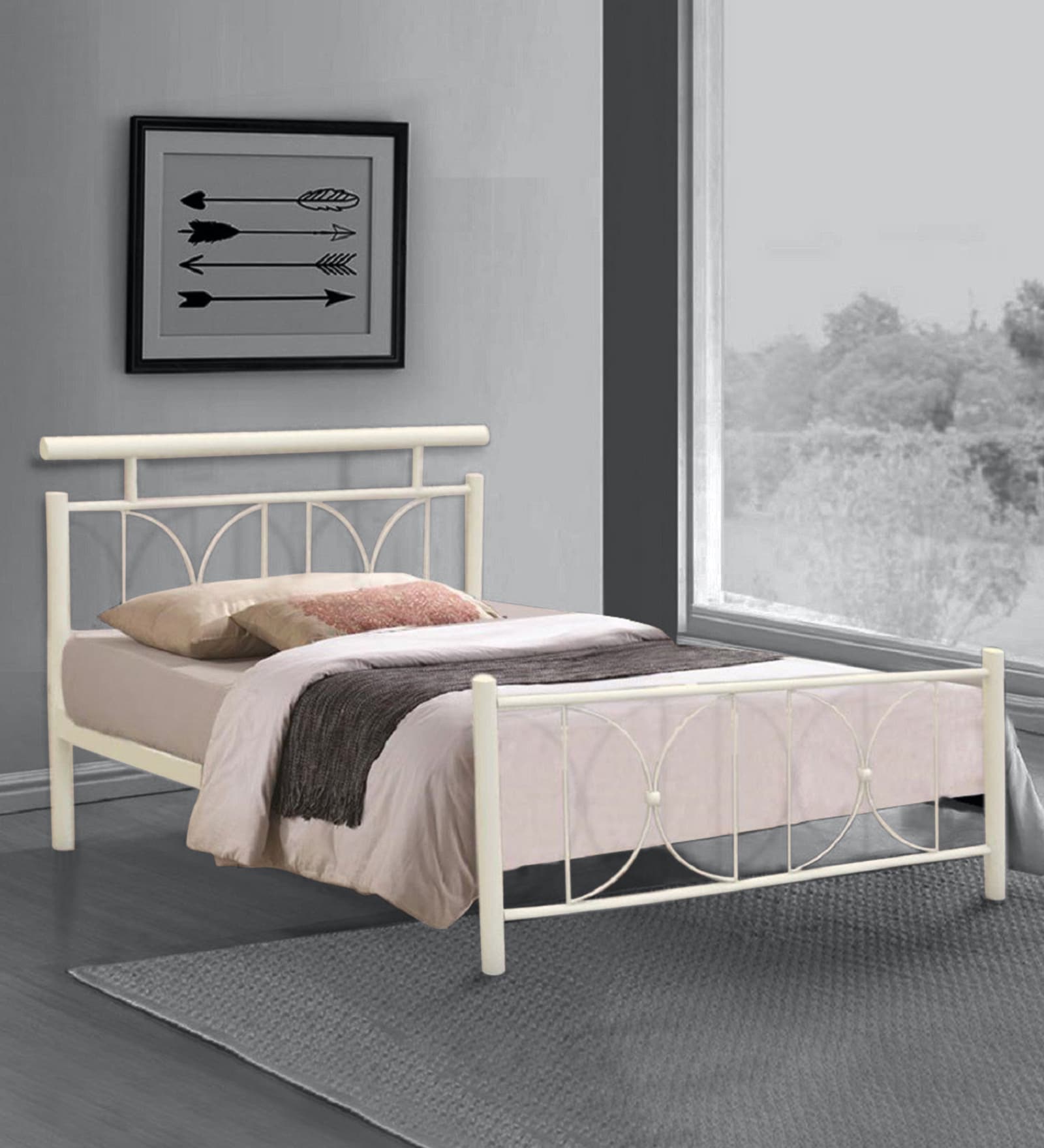 Metallika Perth Single Bed in Ivory Colour