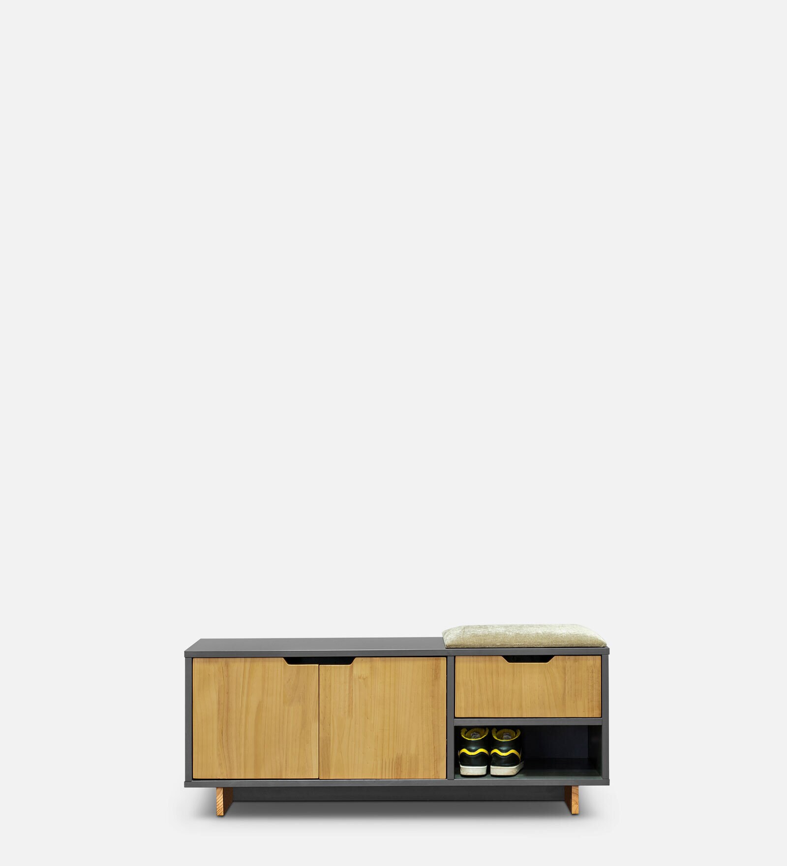 Fusil Engineered Wood Shoe Rack in Slat Grey & Matte Finish
