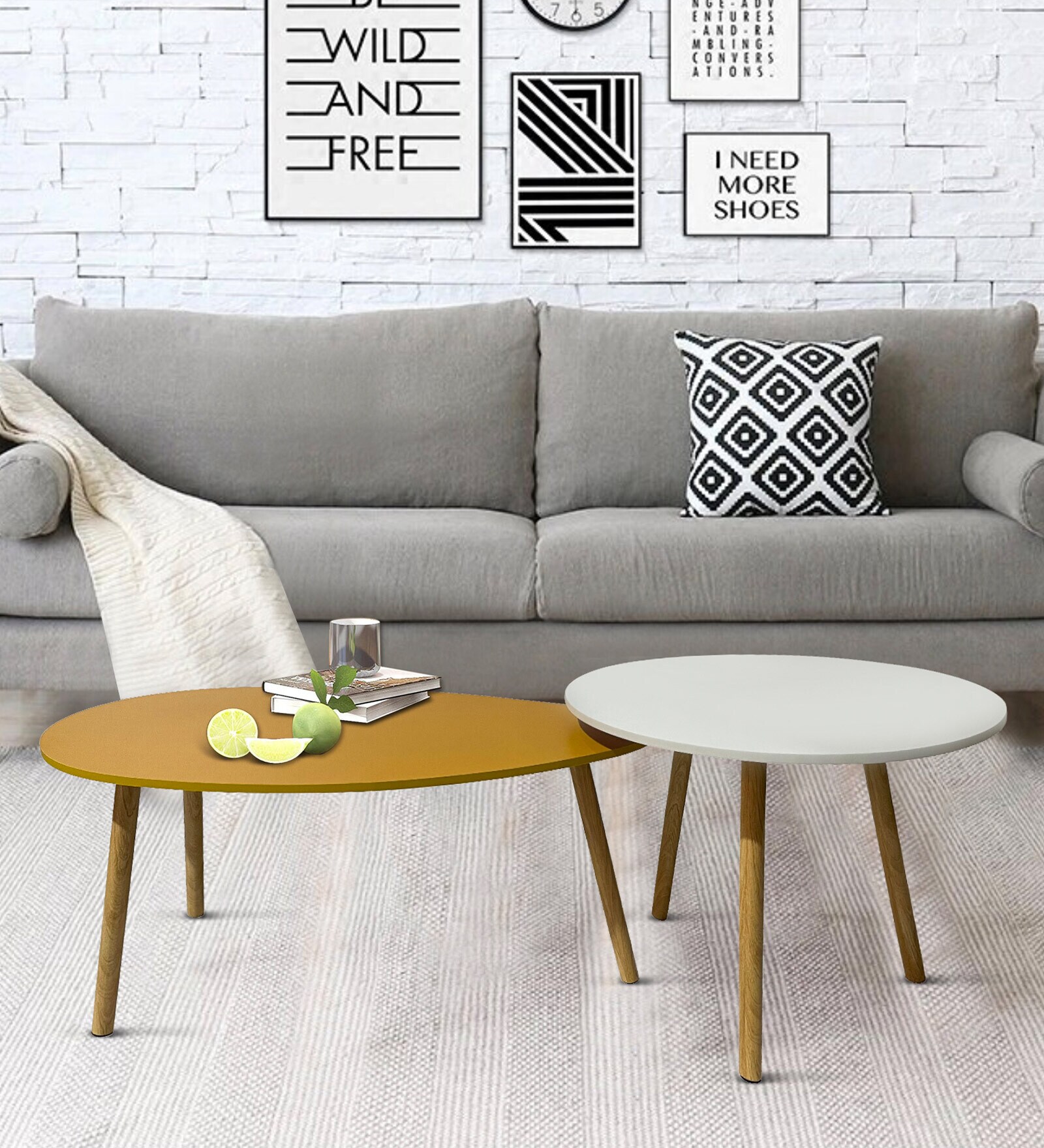 Fusion Bunching Tables (Set in 2) in Brown & White Colour