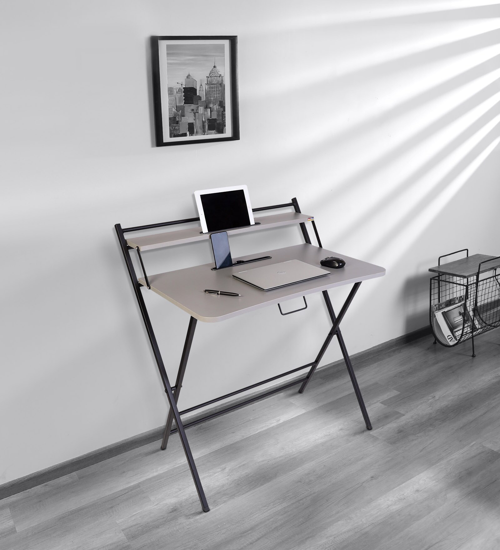 Futura Premium Folding Study Table in Slate Grey Finish