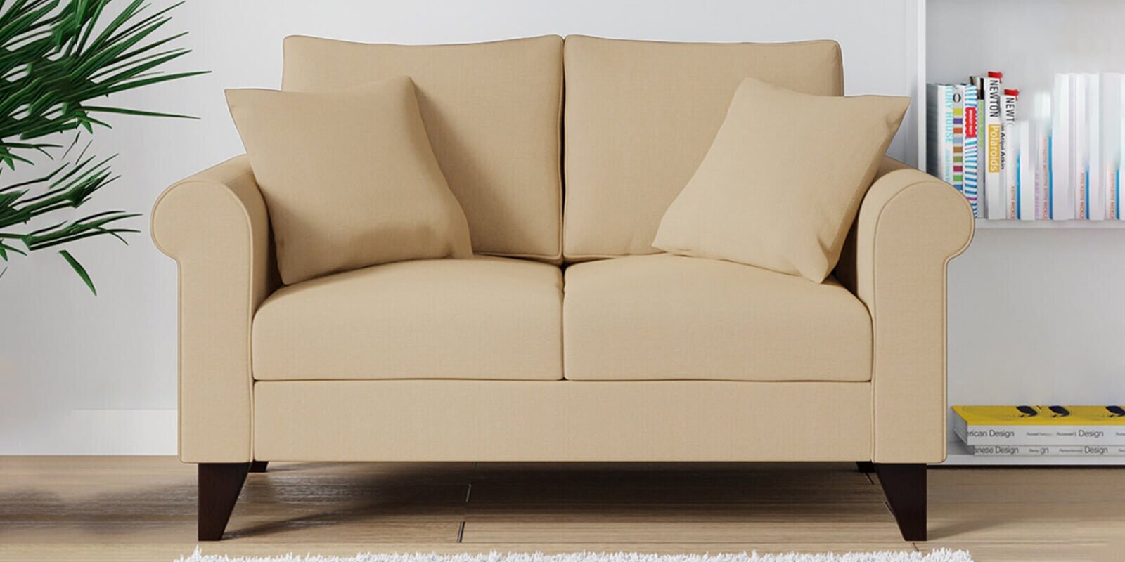 Fuego Fabric 2 Seater Sofa In Beige Colour