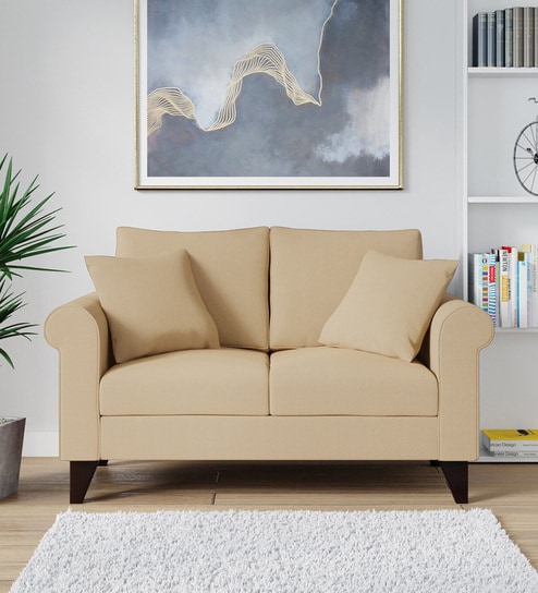 Fuego Fabric 2 Seater Sofa In Beige Colour