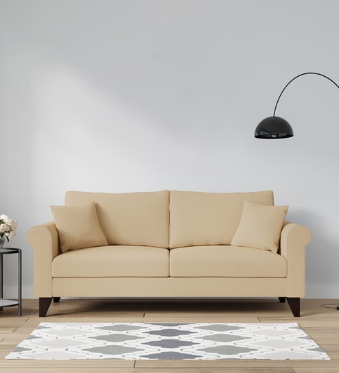 Fuego Fabric 3 Seater Sofa In Beige