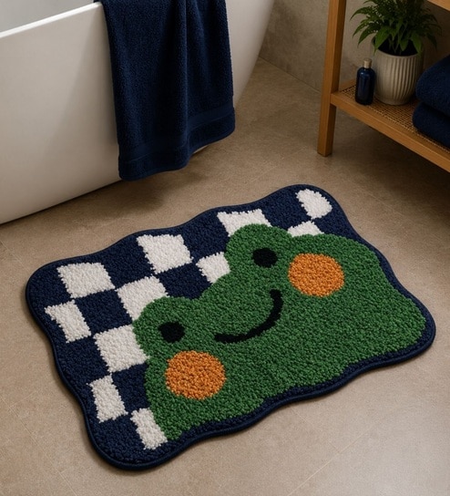 Funky Checkerboard Frog Kids Mat