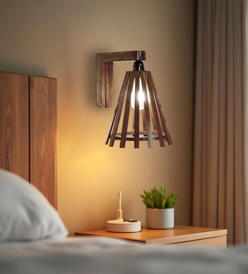 Funnel Brown Wooden Wall Light by Symplify