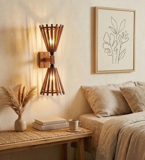 Funnel Wooden Novelty Wall Light (Natural Wood)