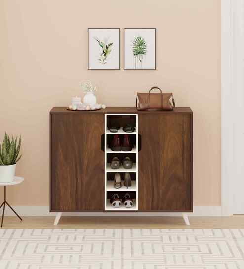 Furlyn 2 Door Shoe Cabinet In Brown Maple Finish
