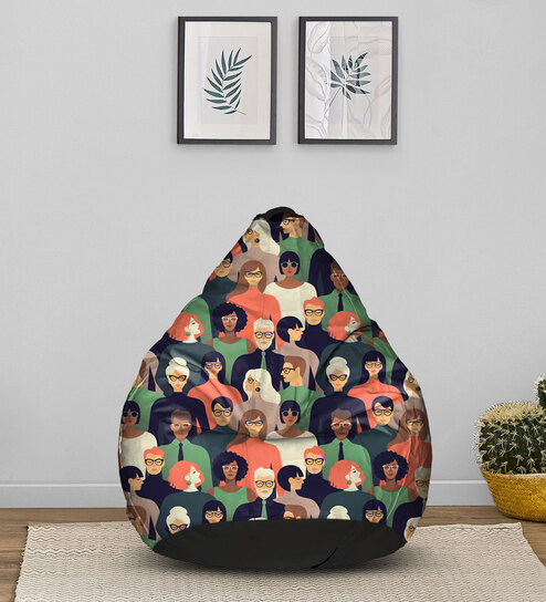 Fusion Milan Digital Printed XXXL Leatherette Bean Bag with Beans in Multi Colour