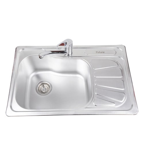 Futura Stainless Steel Single Bowl Kitchen Sink With Drainer Fs 2717