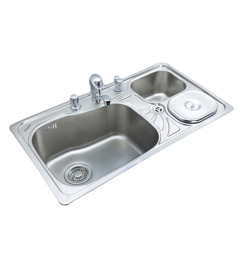 Futura Stainless Steel Double Bowl Kitchen Sink With Drainer Fs 111