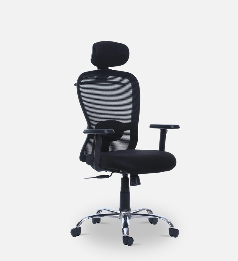 Buy Coby High Back Ergonomic Chair With Headrest In Black Colour By