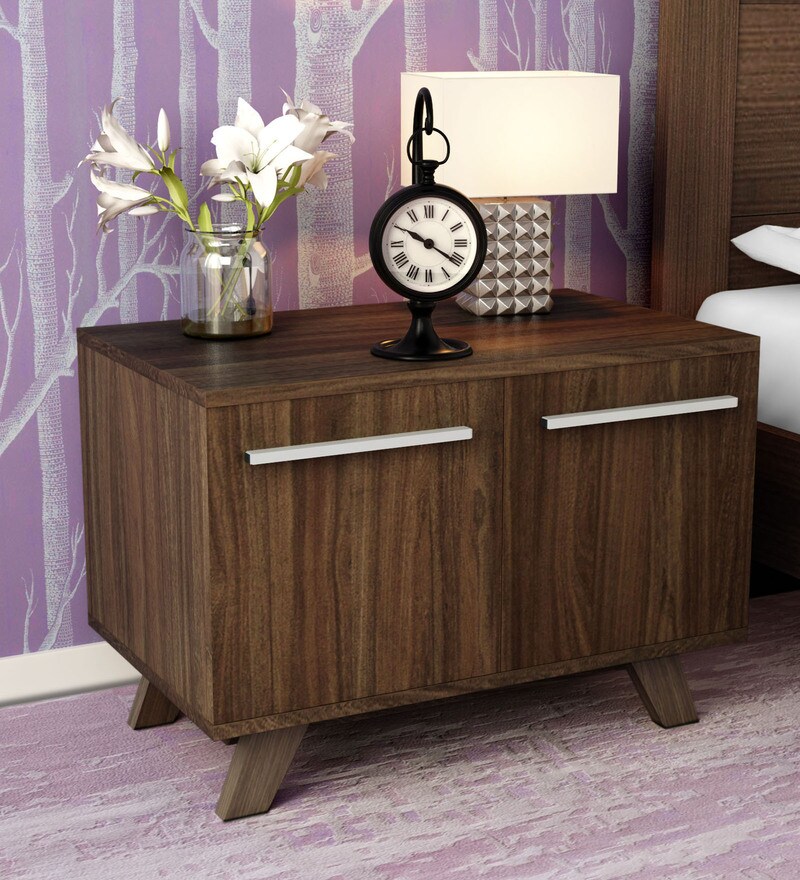 Buy Furorida Cabinet Cum Bedside Table In Dark Brown Finish By