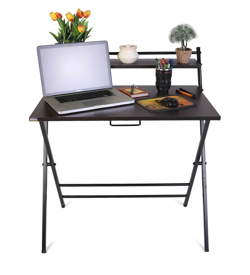 Buy Futura Folding Study Table in Black Colour by Woodware Online