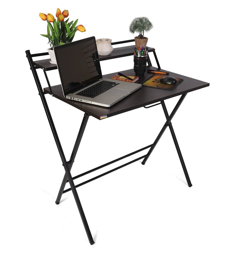 Buy Futura Folding Study Table in Black Colour by Woodware Online