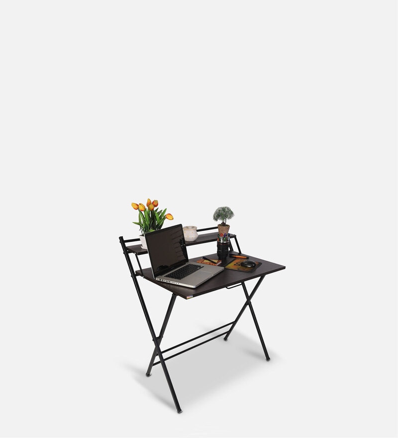 Buy Futura Folding Study Table in Black Colour by Woodware Online