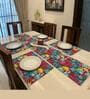 Hibiscus (72x13) Fuchsia & Blue Cotton Table Runner