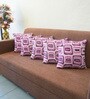 Fuchsia Polyester Geometric 16x16 inches Cushion Covers Set of 5