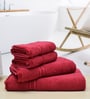 Red Solid 500 GSM Cotton Towel Sets (Set of 4)