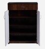 Full Shoe Cabinet in Brown Teak & White Finish