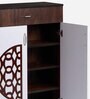 Full Shoe Cabinet in Brown Teak & White Finish