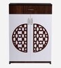 Full Shoe Cabinet in Brown Teak & White Finish