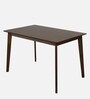 Fumio Solid Wood 4 Seater Dining Set In Walnut & Beige Finish