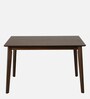 Fumio Solid Wood 4 Seater Dining Set In Walnut & Beige Finish