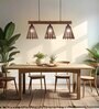 Funnel 3 Lights Brown Solid Wood Linear Chandelier Cluster Hanging Light