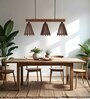Funnel 3 Lights Brown Solid Wood Linear Chandelier Cluster Hanging Light