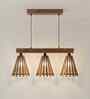 Funnel 3 Lights Brown Solid Wood Linear Chandelier Cluster Hanging Light