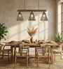 Funnel 3 Lights Brown Solid Wood Linear Chandelier Cluster Hanging Light