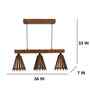 Funnel 3 Lights Brown Solid Wood Linear Chandelier Cluster Hanging Light