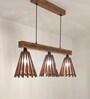 Funnel 3 Lights Brown Solid Wood Linear Chandelier Cluster Hanging Light