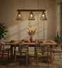 Funnel 3 Lights Brown Solid Wood Linear Chandelier Cluster Hanging Light