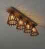 Funnel 4 Lights Brown Solid Wood Flush Mounted Ceiling Light