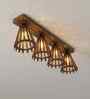 Funnel 4 Lights Brown Solid Wood Flush Mounted Ceiling Light