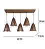 Funnel 5 Lights Brown Solid Wood Linear Chandelier Cluster Hanging Light