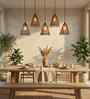 Funnel 5 Lights Brown Solid Wood Linear Chandelier Cluster Hanging Light