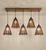 Funnel 5 Lights Brown Solid Wood Linear Chandelier Cluster Hanging Light