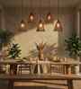 Funnel 5 Lights Brown Solid Wood Linear Chandelier Cluster Hanging Light