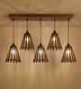 Funnel 5 Lights Brown Solid Wood Linear Chandelier Cluster Hanging Light