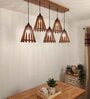 Funnel 5 Lights Brown Solid Wood Linear Chandelier Cluster Hanging Light