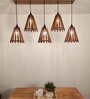 Funnel 5 Lights Brown Solid Wood Linear Chandelier Cluster Hanging Light