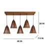 Funnel 5 Lights Brown Solid Wood Linear Chandelier Cluster Hanging Light
